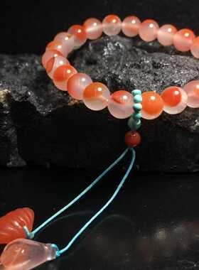 8mm精品冰飘南红手串珠宝古玩收藏旧物件手串吊坠挂件