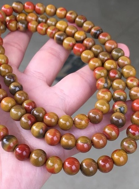 凉山南红黄皮包浆多圈手链多宝文玩饰品1234567890㎜手串满肉百搭