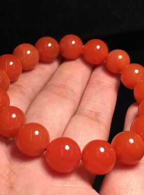 11mm精品南红玛瑙柿子红手串男女款玉石收藏级别正宗川料流行时尚