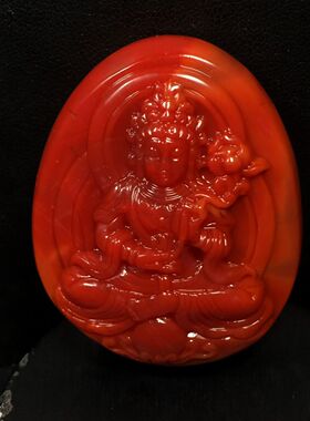 精品瓦西南红大势至菩萨吊坠柿子红带玫瑰红满色满肉挂件百搭男女