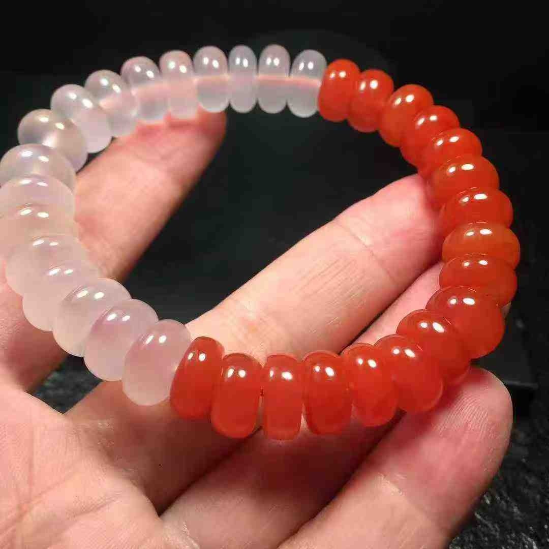 特色川料南红玛瑙聚宝盆算珠手串半山半水手链11㎜男女款玉石收藏