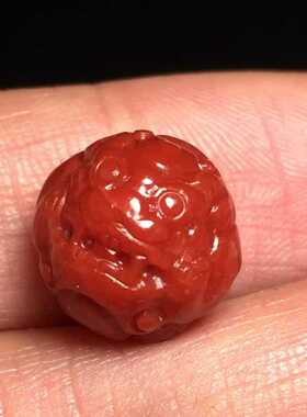 11.6mm精品保山南红玛瑙貔貅单珠哑光柔光磨砂配多宝手串男女款