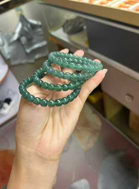翡翠7.5m老型手串4条珠宝古玩收藏旧物件手串吊坠翡翠配件男女