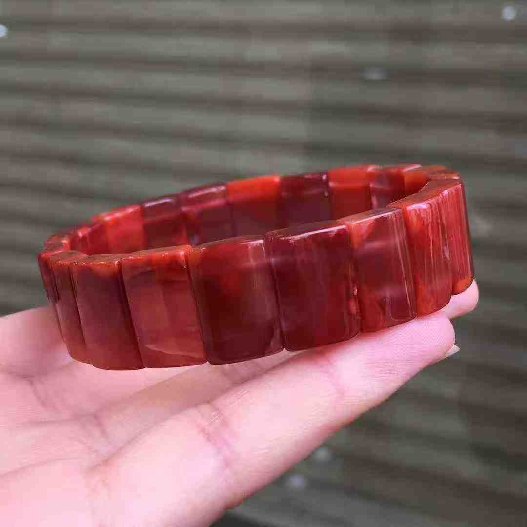南红玛瑙手串瓦西料柿子红玫红手牌精美饰品男女款单圈玉石文玩