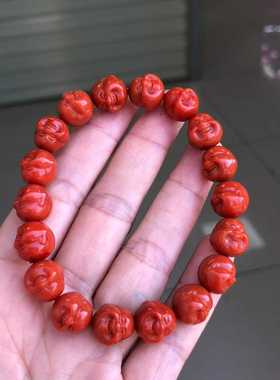 瓦西南红玛瑙柿子红雕刻弥勒佛笑佛笑口常开手串苏工手链男女款