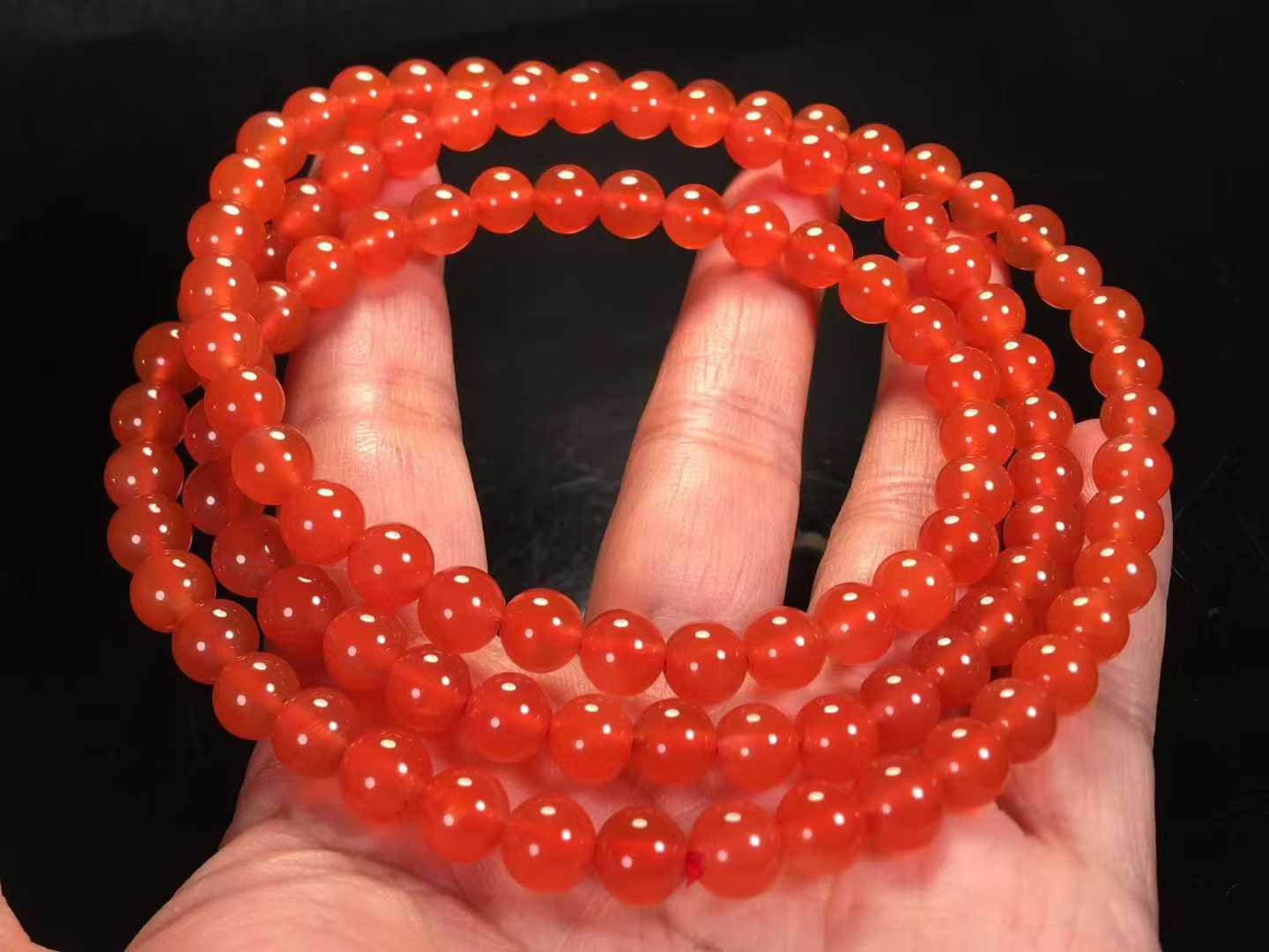 保山南红玛瑙冰红佛珠手串三无产品7㎜珠宝古玩收藏旧物件吊坠