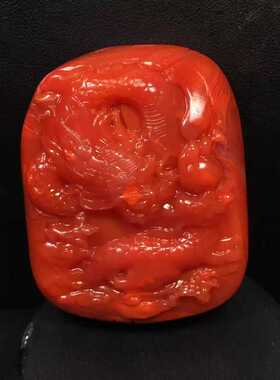 川料南红玛瑙龙牌吊坠柿子红锦红实体店拿货实惠捡漏玉石饰品男女