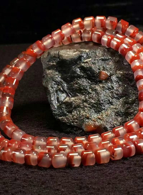 九口南红高冰直切聚宝盆108珠多圈手链编织diy手串手链民族风格女