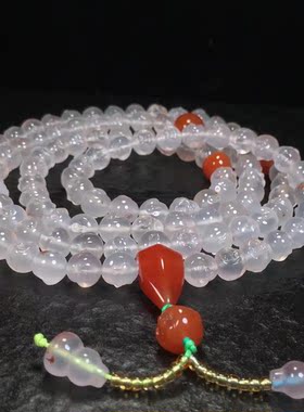 凉山南红九口料弥勒多圈手链三通复古背云流行时尚饰品手把摆件女