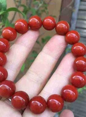 精品瓦西南红玛瑙圆珠手串锦红色满肉苏工男女款玉石收藏11.5㎜