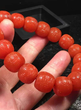精品保山南红回纹老型雕刻手串多宝文玩饰品1234567890㎜手链满肉