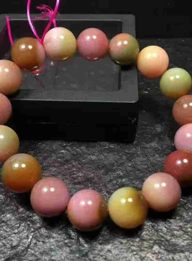 川料盐源彩色玛瑙手串12㎜手串手链男女款单圈玉石收藏级别精美