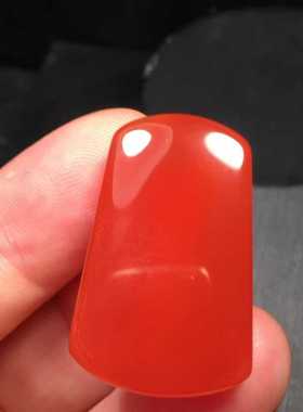 精品天然保山南红玛瑙无事牌吊坠辣椒红级别色红满朱砂纯色男女款