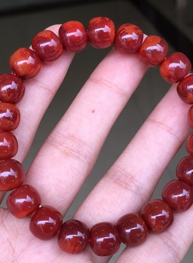 瓦西南红老型单圈手串盐源玛瑙单珠多宝文玩饰品1234567890㎜手链
