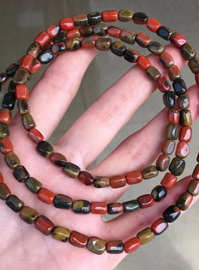 精品南红绿皮包浆随型多圈手链单珠多宝文玩饰品1234567890㎜手串