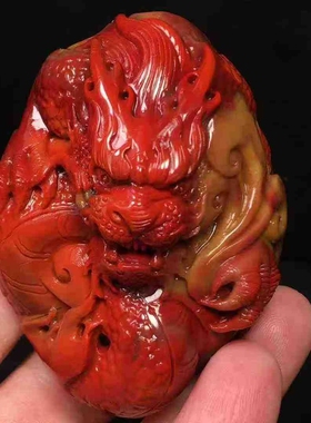 收藏级瓦西南红玛瑙龙牌手把件吊坠鸡血黄皮包浆飞龙在天手把件