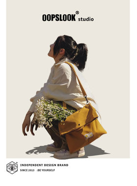 OOPSLOOK/巫鹿可原创设计师小众品牌 小雏菊斜挎单肩多口袋帆布包