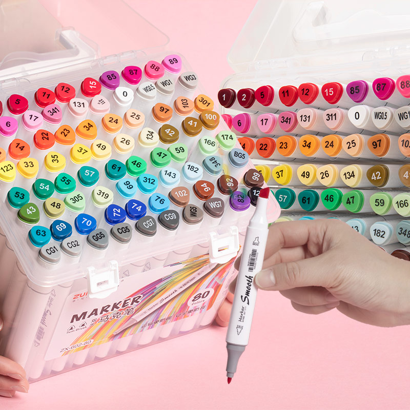 120色双头大容量马克笔油性三角杆儿童中小学生绘画设计用记号笔