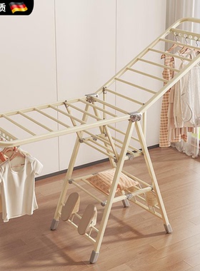 德国折叠晾衣架落地阳台隐形收缩阳台室内家用晒被子神器晾衣杆