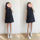 套头气质显瘦遮肚子无袖 背心裙黑色高级感宽松短款 女春秋连衣裙