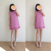 秋冬玫红色显瘦遮肉气质简约A字圆领无袖 背心裙小香风甜美连衣裙