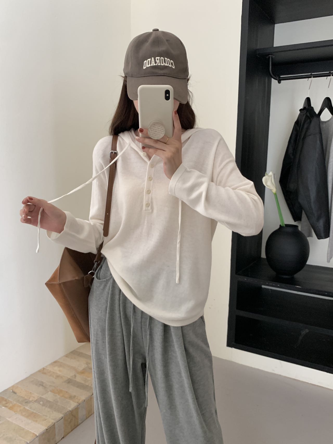 秋冬韩版休闲连帽100%美丽诺细羊毛针织套头女宽松百搭毛衣上衣