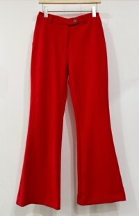 简约百搭红色中腰显瘦微喇叭裤 西装 裤 春夏款 子27码 修身 女裤 韩版