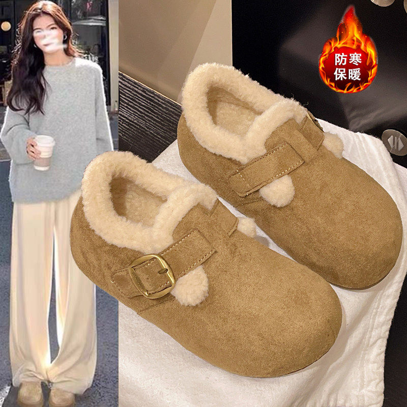 复古厚底加绒豆豆勃肯鞋女冬季2025新款一脚蹬毛毛棉鞋保暖雪地靴,女鞋,时尚雪地靴,淘宝优惠券,粉丝福利购,淘宝优惠卷