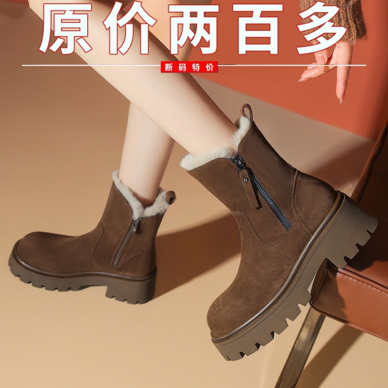 新款雪地靴女厚底加绒保暖女棉鞋