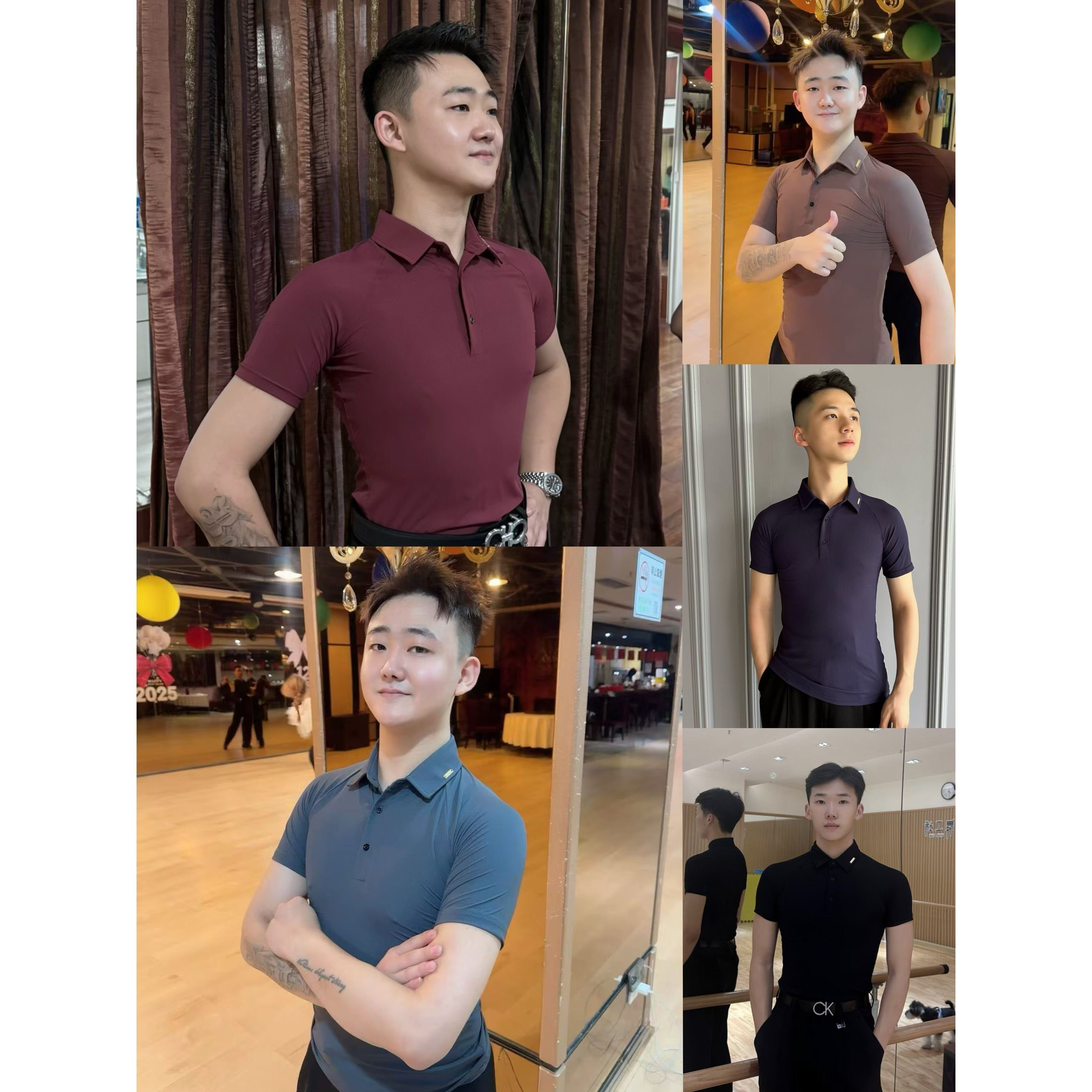 Loyal国标舞摩登男士polo衫w002修身短袖上衣舒适练功