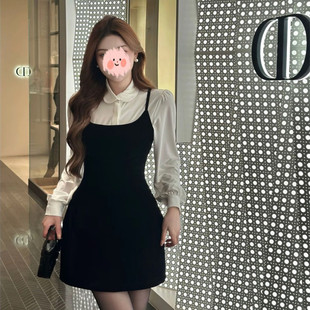 2026新款春季套装女减龄时尚内搭衬衫上衣+显瘦吊带连衣裙两件套