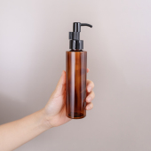 遮光塑料按压瓶卡夹防止误压棕色避光精油茶油精华液分装 瓶长嘴泵