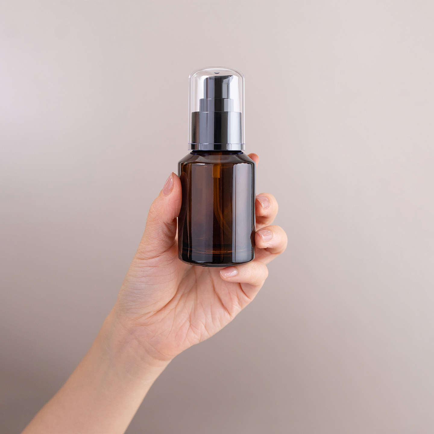 60毫升优质高档玻璃按压瓶带盖茶油分装瓶乳液精华液避光旅行分装