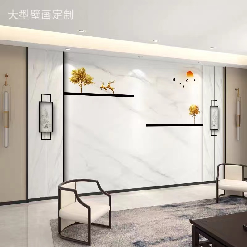 2025电视背景墙壁纸现代轻奢客厅大气壁布8D立体凹凸新款装饰壁画图片