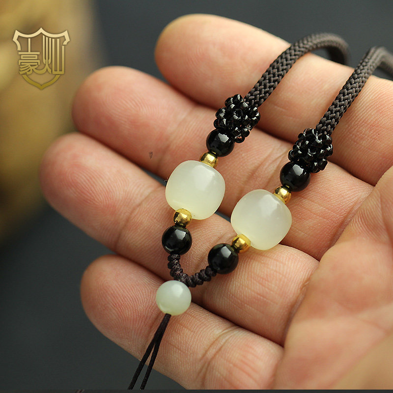 玉器吊坠天珠竖穿挂绳蜜蜡翡翠佛牌吊坠竖穿挂绳宝瓶挂绳竖穿横穿