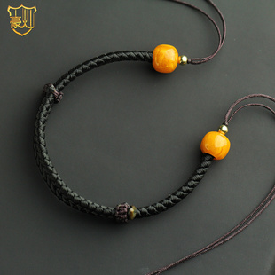 天珠手链半成品可穿珠手串黄金路路通蜜蜡绳子手工编织翡翠男女款