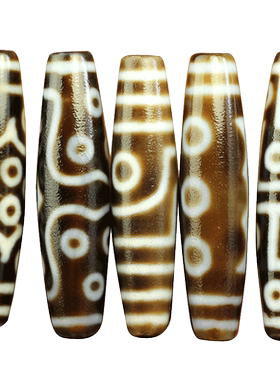 西藏天珠老包浆高油九眼莲师至纯