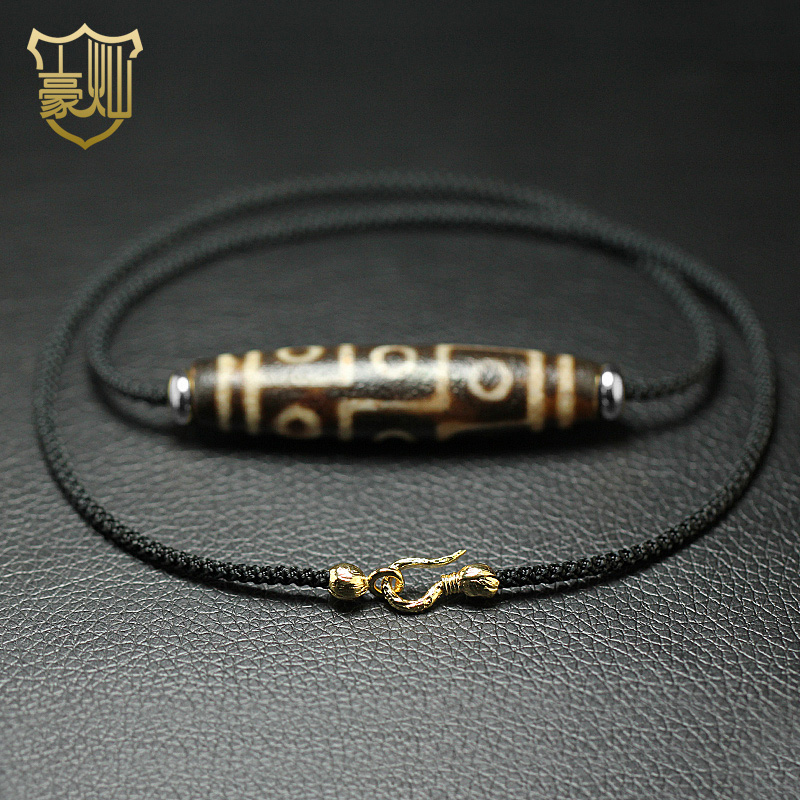 天珠横穿挂绳挂脖款手工编织加粗