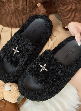 毛毛拖鞋女外穿2025新款室内家居家冬季网红厚底毛茸毛绒鞋秋冬款