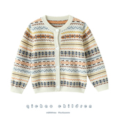 英国设计师款 女童男童纯羊绒毛衣针织外套 儿童100%纯山羊绒开衫