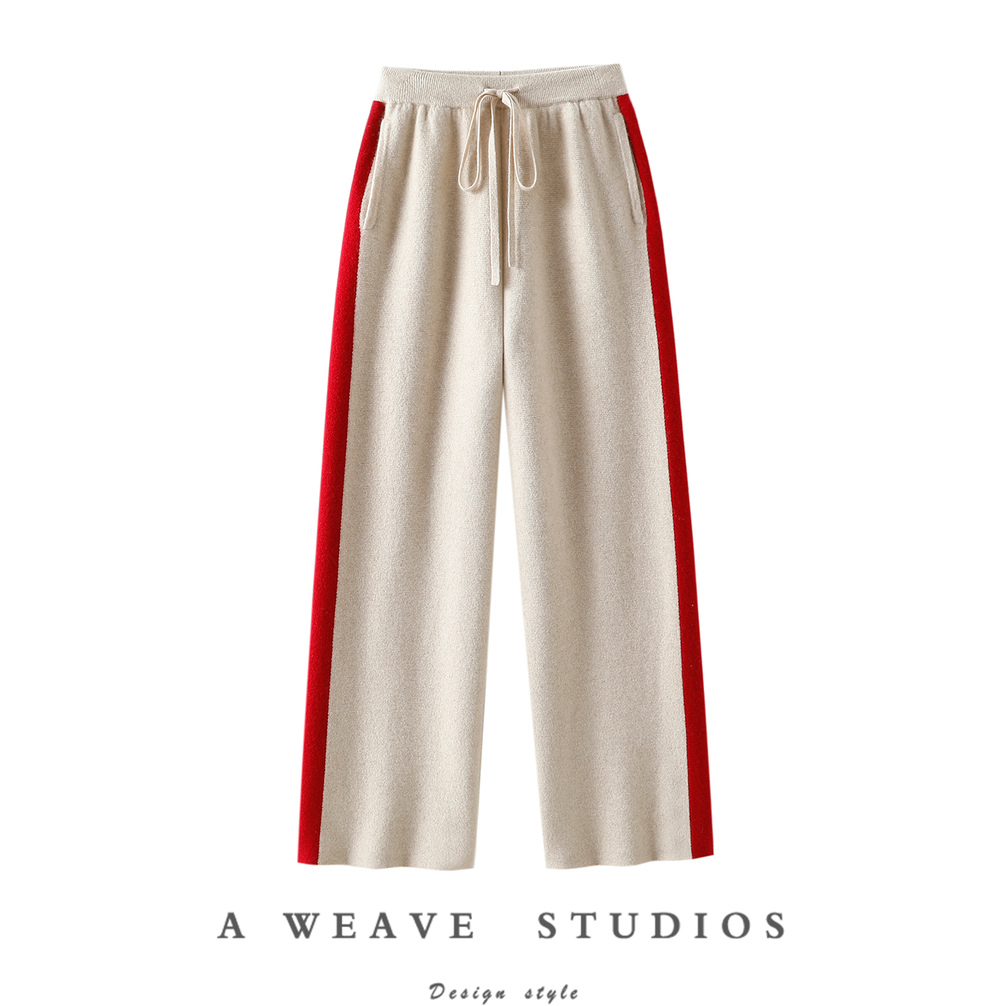 高调人生！重磅加厚四平针100%纯山羊绒裤子女外穿针织休闲阔腿裤