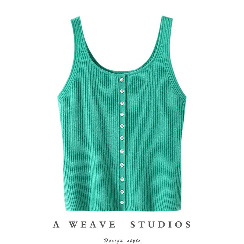 取悦自己!通勤神器!圆领山羊绒吊带女纯羊绒开衫毛衣背心打底衫