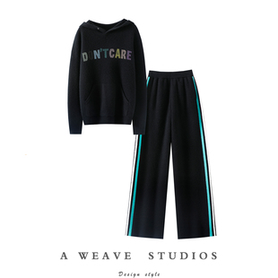 子女外穿套装 哇 女羊绒裤 重磅加厚100%纯山羊绒帽衫 冬 迷恋颜值