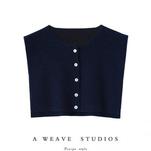 通勤心头爱 小坎肩 外搭空调房护颈纯羊绒小披肩保暖秋冬针织开衫