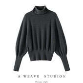 官方正品 毛衣秋冬 打底衫 显瘦高领100%纯山羊绒衫 女收腰蝙蝠袖