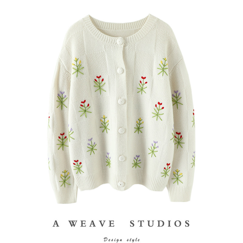 我的妈呀！好香！纯手工绣花羊绒开衫女纯羊绒毛衣针织外套加厚,女装/女士精品,羊绒衫,淘宝优惠券,粉丝福利购,淘宝优惠卷