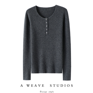 气质太好穿了~秋冬圆领100%纯山羊绒衫女修身羊绒毛衣针织打底衫