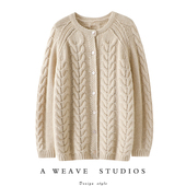 加厚100%纯山羊绒开衫 穿上就破防 太美 女圆领纯羊绒毛衣外套冬