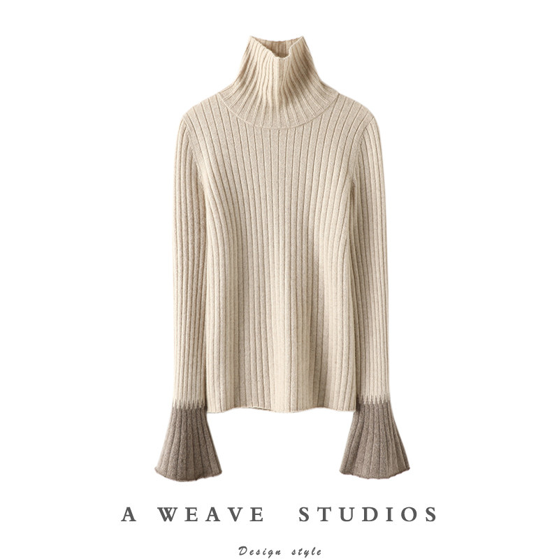 时尚光环~美醉了！喇叭袖高领羊绒衫女纯羊绒毛衣针织打底衫秋冬,女装/女士精品,羊绒衫,淘宝优惠券,粉丝福利购,淘宝优惠卷