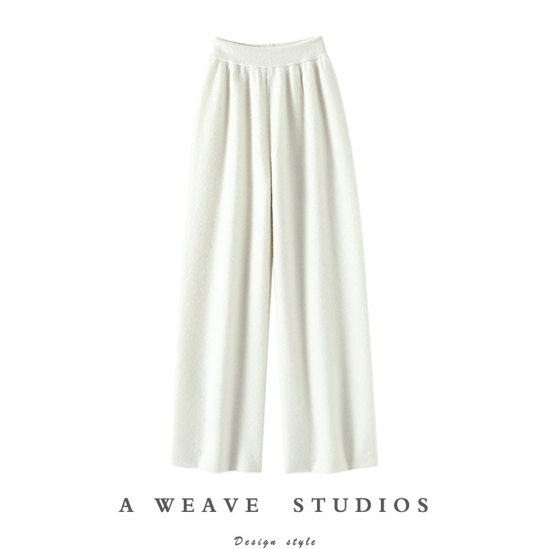 型爆好加厚四平针！纯山羊绒裤子女外穿休闲针织羊绒直筒裤阔腿裤,女装/女士精品,休闲裤,淘宝优惠券,粉丝福利购,淘宝优惠卷